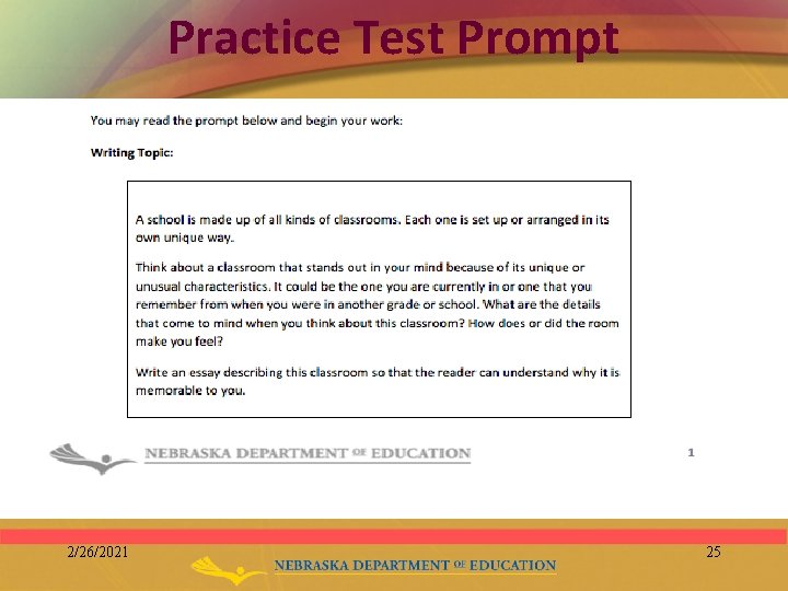 Practice Test Prompt 2/26/2021 25 