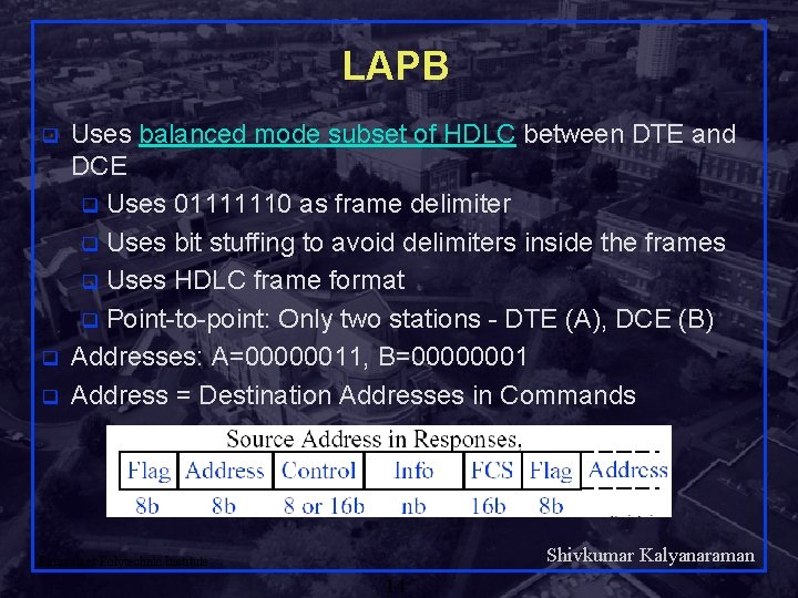 LAPB q q q Uses balanced mode subset of HDLC between DTE and DCE