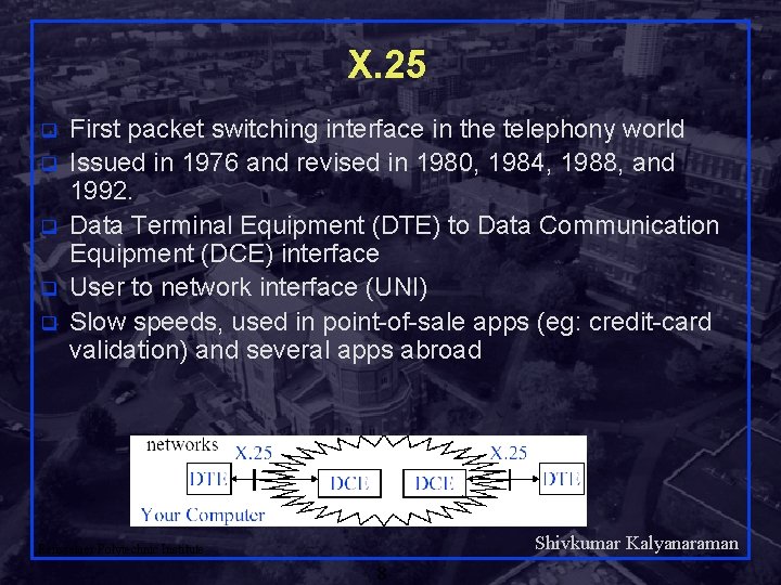 X. 25 q q q First packet switching interface in the telephony world Issued