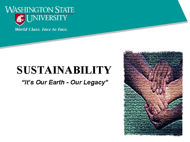 SUSTAINABILITY “It’s Our Earth - Our Legacy” 