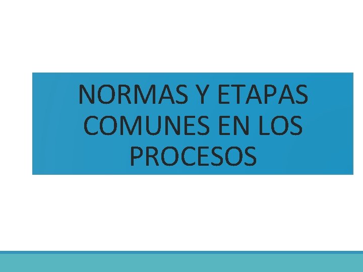NORMAS Y ETAPAS COMUNES EN LOS PROCESOS 