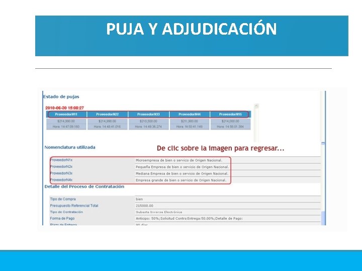 PUJA Y ADJUDICACIÓN 