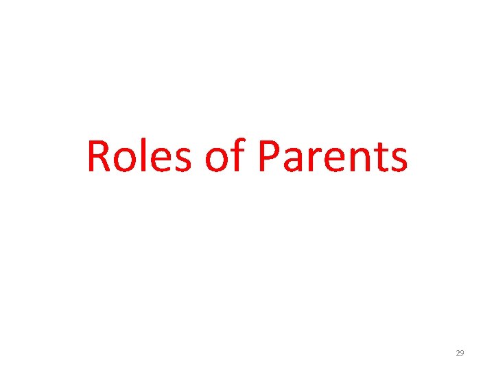 Roles of Parents 29 