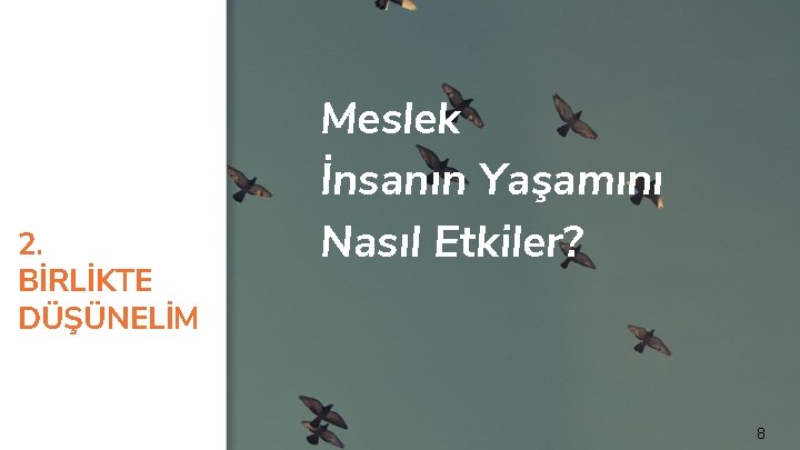 2. BİRLİKTE DÜŞÜNELİM Meslek İnsanın Yaşamını Nasıl Etkiler? 8 