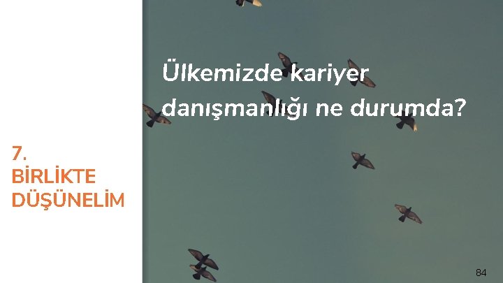 Ülkemizde kariyer danışmanlığı ne durumda? 7. BİRLİKTE DÜŞÜNELİM 84 