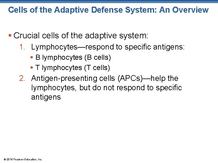 Cells of the Adaptive Defense System: An Overview § Crucial cells of the adaptive