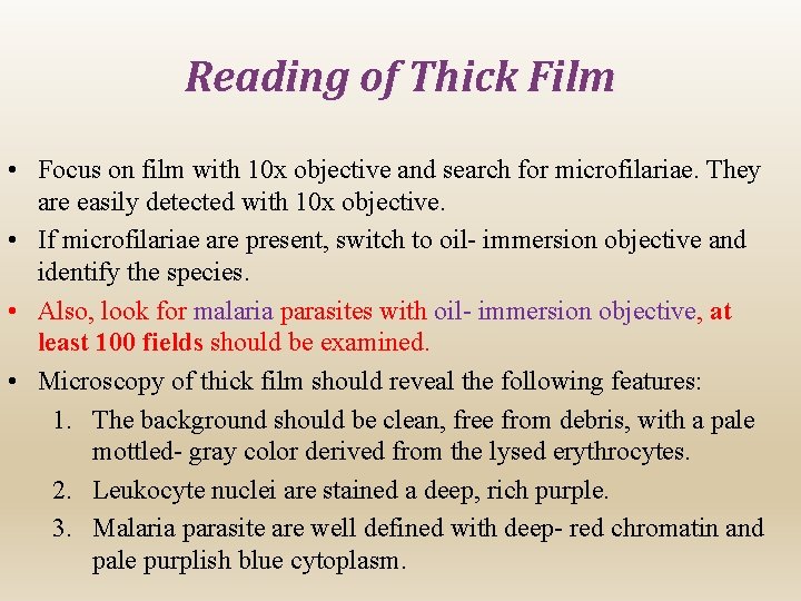 Reading of Thick Film • Focus on film with 10 x objective and search