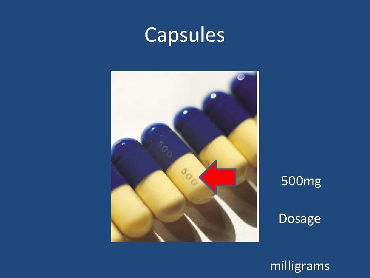 Capsules 500 mg Dosage milligrams 