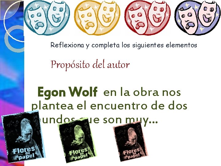 Reflexiona y completa los siguientes elementos Propósito del autor Egon Wolf en la obra