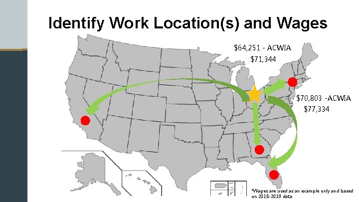 Identify Work Location(s) and Wages $64, 251 - ACWIA $71, 344 $70, 803 -ACWIA
