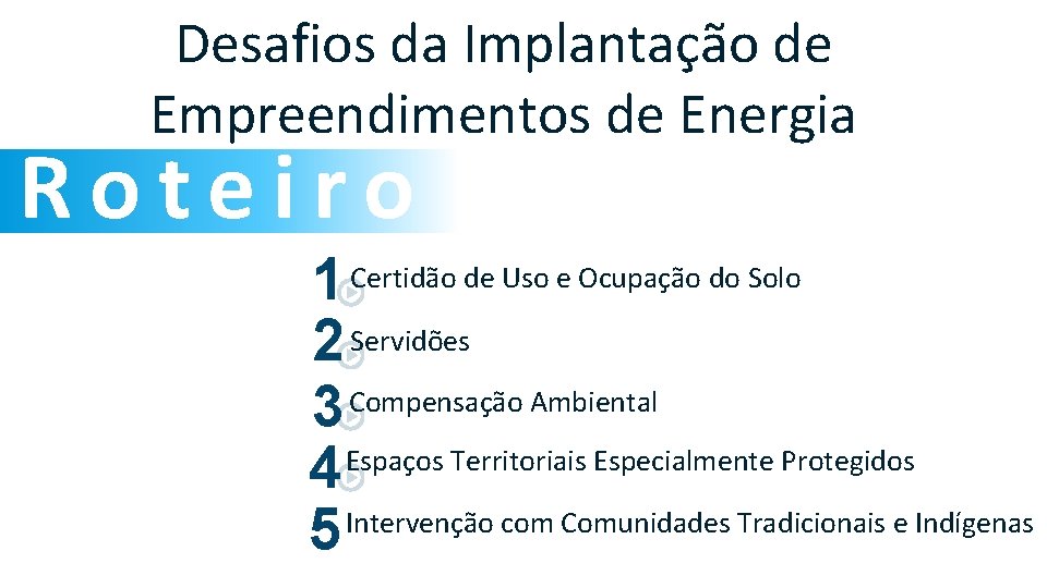 Desafios da Implantação de Empreendimentos de Energia Roteiro 1 Certidão de Uso e Ocupação