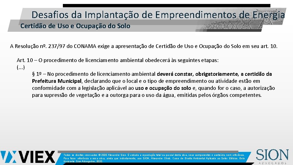 Desafios da Implantação de Empreendimentos de Energia Certidão de Uso e Ocupação do Solo