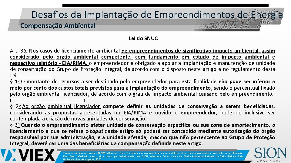 Desafios da Implantação de Empreendimentos de Energia Compensação Ambiental Lei do SNUC Art. 36.