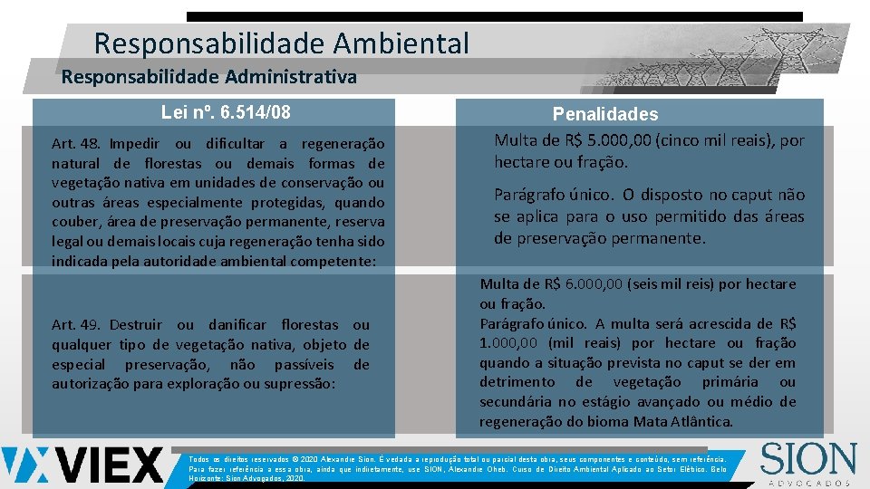 Responsabilidade Ambiental Responsabilidade Administrativa Lei nº. 6. 514/08 Art. 48. Impedir ou dificultar a