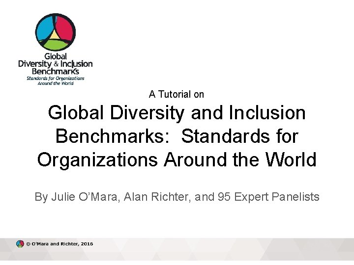 A Tutorial on Global Diversity and Inclusion Benchmarks: Standards for Organizations Around the World