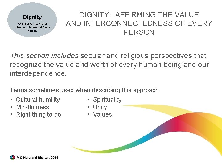  Dignity Affirming the Value and Interconnectedness of Every Person DIGNITY: AFFIRMING THE VALUE