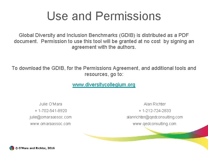 Use and Permissions Global Diversity and Inclusion Benchmarks (GDIB) is distributed as a PDF