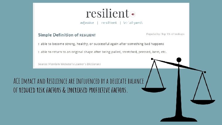 ACE impact and Resilience are influenced by a delicate balance of reduced risk factors