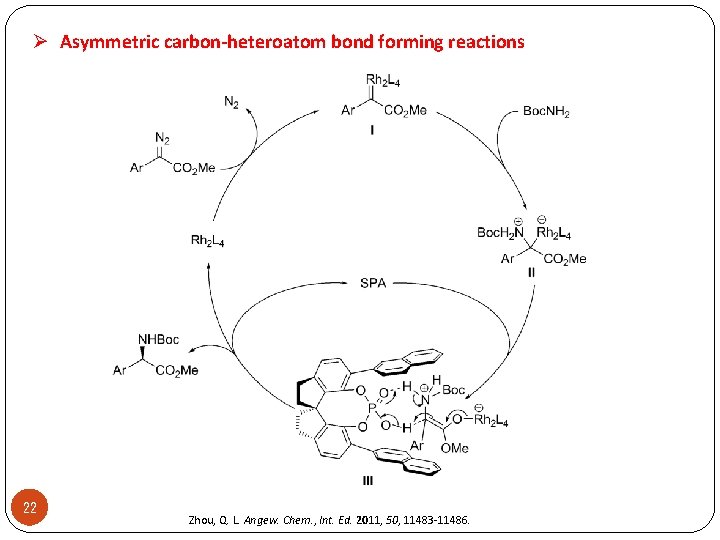 Ø Asymmetric carbon-heteroatom bond forming reactions 22 Zhou, Q. L. Angew. Chem. , Int.