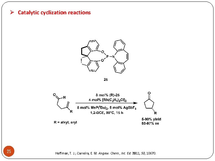 Ø Catalytic cyclization reactions 25 Hoffman, T. J. ; Carreira, E. M. Angew. Chem.