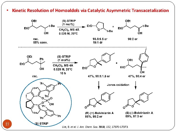  • Kinetic Resolution of Homoaldols via Catalytic Asymmetric Transacetalization . . . .