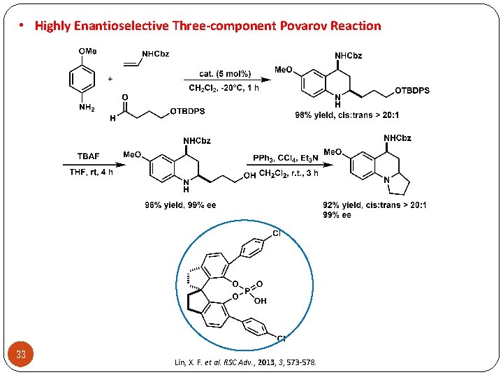  • Highly Enantioselective Three-component Povarov Reaction 33 Lin, X. F. et al. RSC