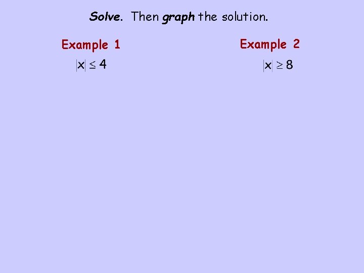 Solve. Then graph the solution. Example 1 Example 2 