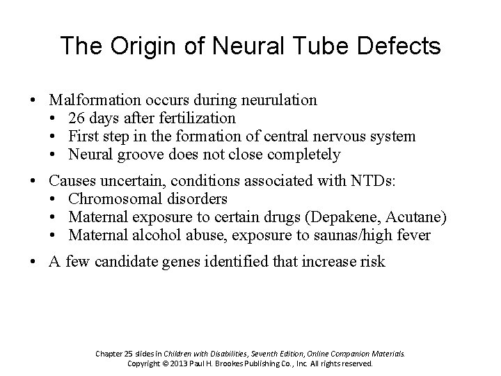 Chapter 25 Neural Tube Defects Overview The definition