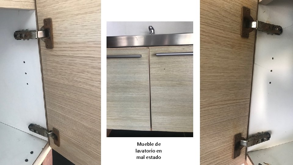 Mueble de lavatorio en mal estado 