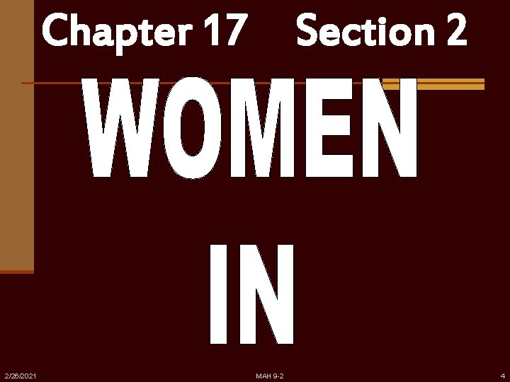 Chapter 17 2/26/2021 Section 2 MAH 9 -2 4 