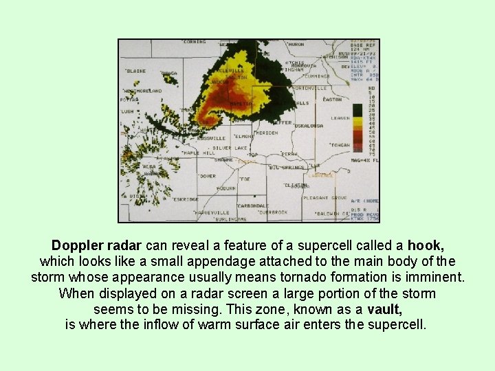 Doppler radar can reveal a feature of a supercell called a hook, which looks