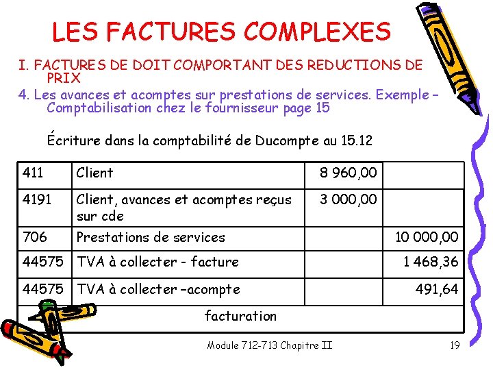 LES FACTURES COMPLEXES I. FACTURES DE DOIT COMPORTANT DES REDUCTIONS DE PRIX 4. Les LES FACTURES COMPLEXES I. FACTURES DE DOIT COMPORTANT DES REDUCTIONS DE PRIX 4. Les