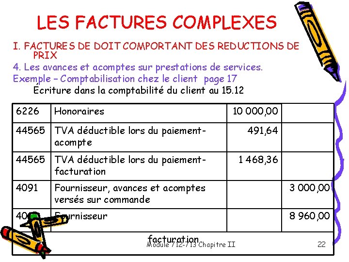 LES FACTURES COMPLEXES I. FACTURES DE DOIT COMPORTANT DES REDUCTIONS DE PRIX 4. Les LES FACTURES COMPLEXES I. FACTURES DE DOIT COMPORTANT DES REDUCTIONS DE PRIX 4. Les