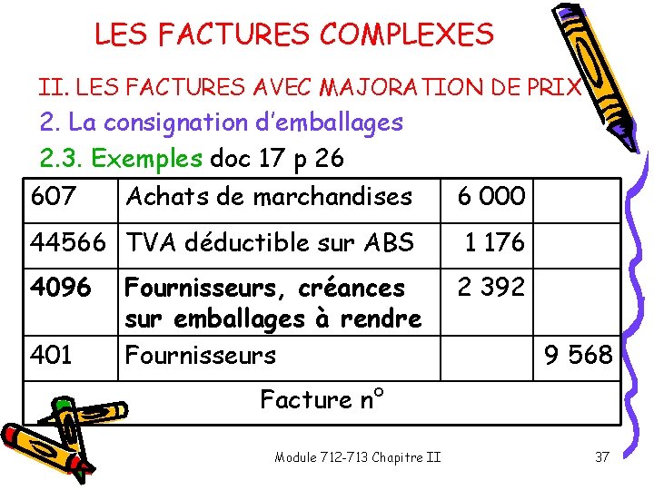 LES FACTURES COMPLEXES II. LES FACTURES AVEC MAJORATION DE PRIX 2. La consignation d’emballages LES FACTURES COMPLEXES II. LES FACTURES AVEC MAJORATION DE PRIX 2. La consignation d’emballages