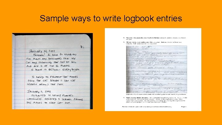 Sample ways to write logbook entries 