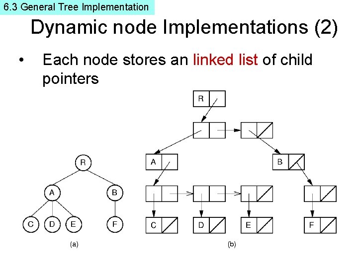 6. 3 General Tree Implementation Dynamic node Implementations (2) • Each node stores an