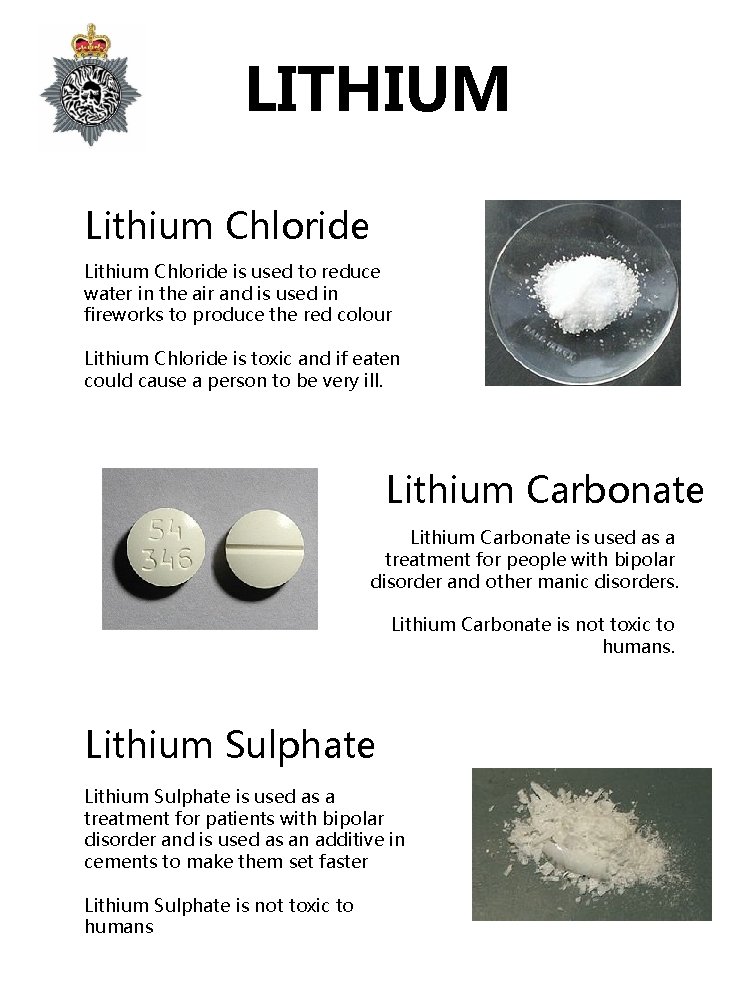 LITHIUM Lithium Chloride is used to reduce water in the air and is used