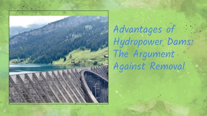 Advantages of Hydropower Dams: The Argument Against Removal 11 