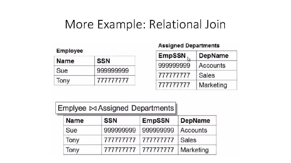 More Example: Relational Join More Example: Relational Join