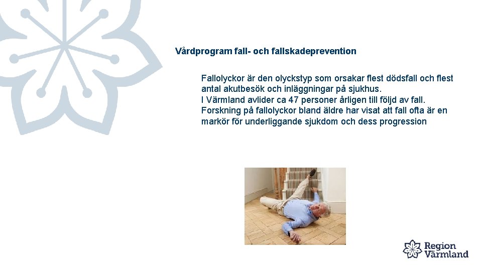 Vårdprogram fall- och fallskadeprevention Fallolyckor är den olyckstyp som orsakar flest dödsfall och flest