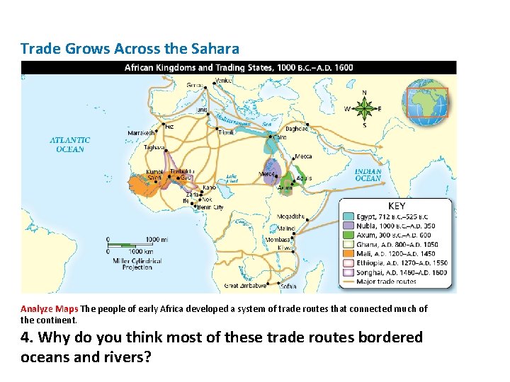 Trade Grows Across the Sahara Analyze Maps The people of early Africa developed a