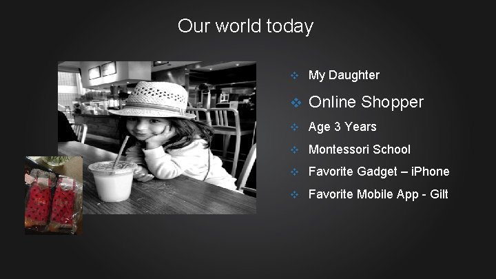 Our world today v My Daughter v Online Shopper v Age 3 Years v