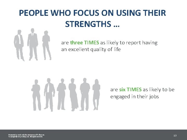 PEOPLE WHO FOCUS ON USING THEIR STRENGTHS … are three TIMES as likely to