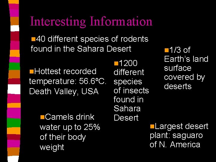 Interesting Information n 40 different species of rodents found in the Sahara Desert n.