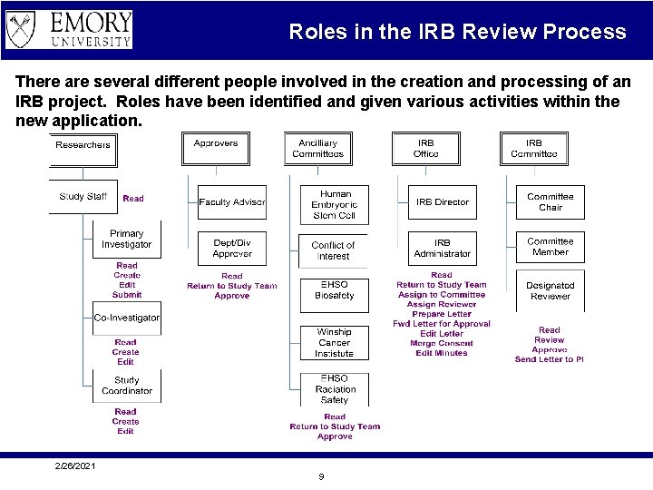 Roles in the IRB Review Process There are several different people involved in the
