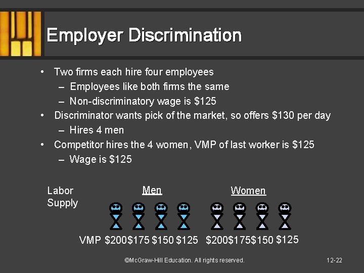 Employer Discrimination • Two firms each hire four employees – Employees like both firms