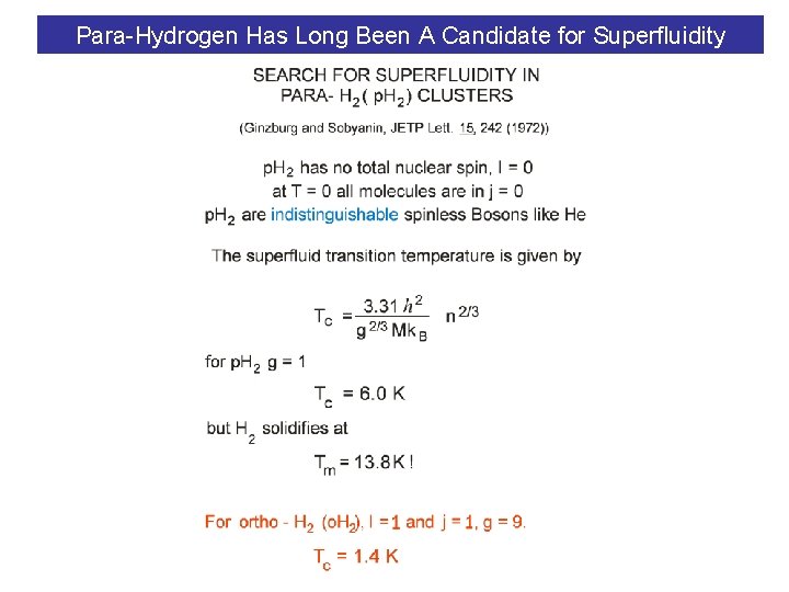 Para-Hydrogen Has Long Been A Candidate for Superfluidity 