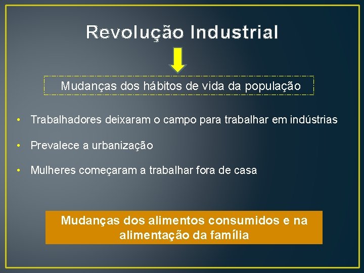 Revolução Industrial Mudanças dos hábitos de vida da população • Trabalhadores deixaram o campo