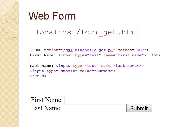 Web Form localhost/form_get. html 