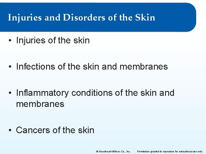 Injuries and Disorders of the Skin • Injuries of the skin • Infections of